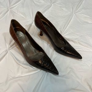 Snakeskin Ombre Brown Leather Extra Long Knife Pointed Toe Heels